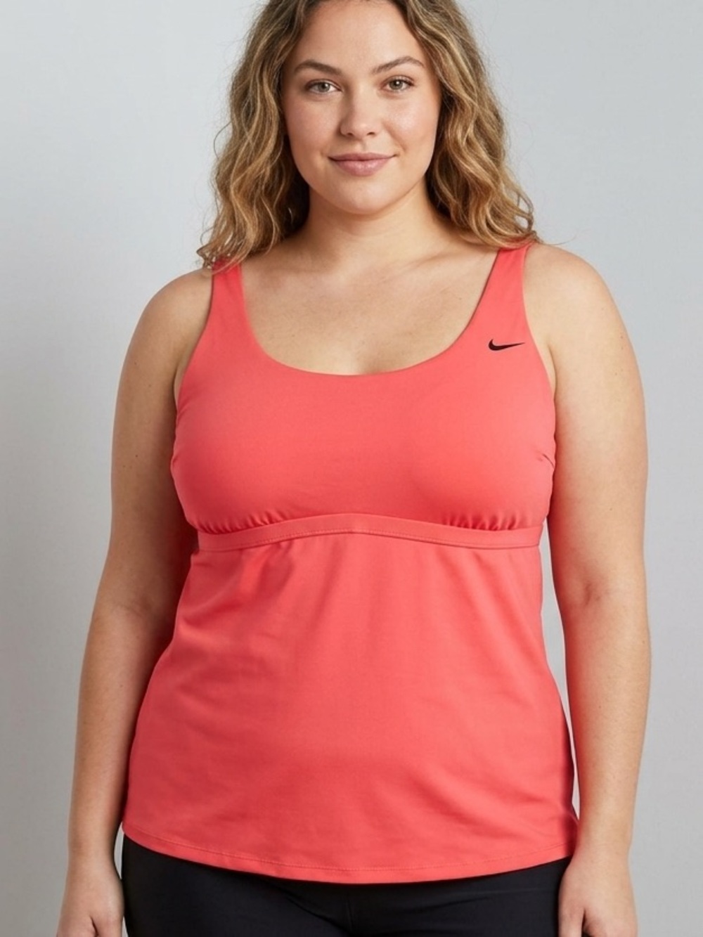 Nike Swim Plus Size 2X Coral Pink Scoop Neck Tankini Top Adjustable Straps lined